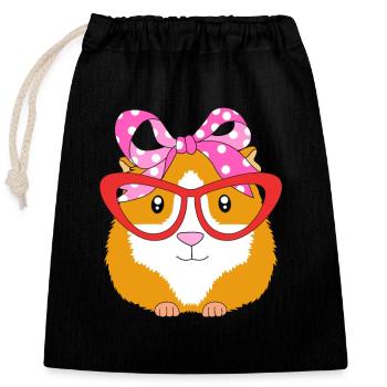 Guinea pig - Closable cotton gift bag (25x30cm) - black - Front