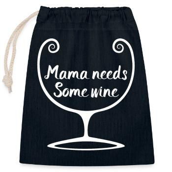 Cocktail Mama Braucht Wein Wein - Verschließbarer Geschenkbeutel aus Baumwolle (25x30cm) - Navy - Vorne