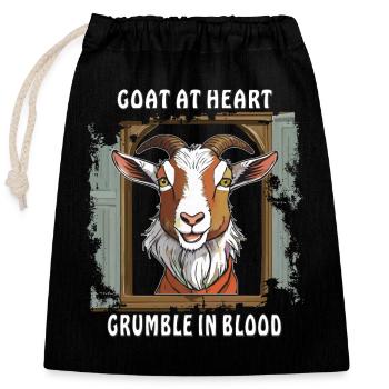 ZIEGE GOAT AT HEART GRUMBLE IN BLOOD - Verschließbarer Geschenkbeutel aus Baumwolle (25x30cm) - Schwarz - Vorne
