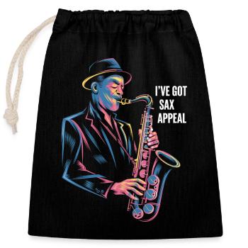 I Have Sax Appeal Jazz Art Inspiration - Closable cotton gift bag (25x30cm) - black - Front
