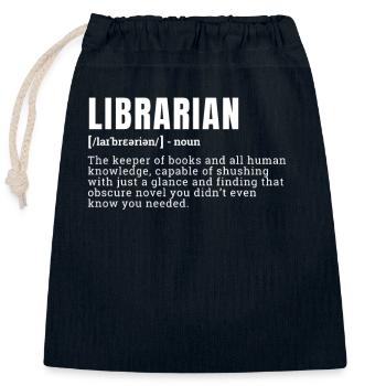 Funny Librarian Definition Humor Occupation - Closable cotton gift bag (25x30cm) - navy - Front