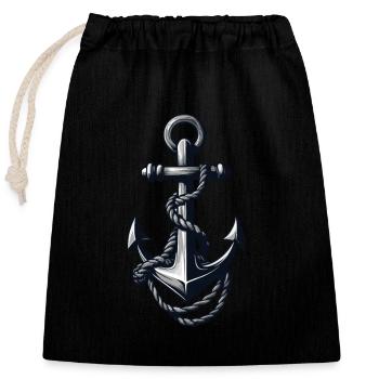 Aesthetic Anchor Design - Closable cotton gift bag (25x30cm) - black - Front