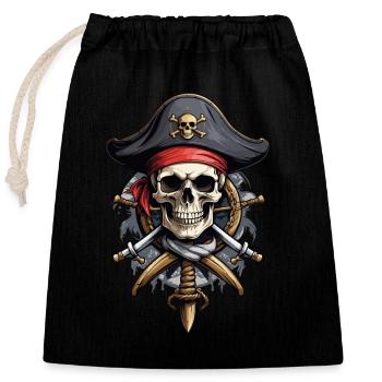 Pirate Flags Skull Jolly Roger Pirate Costume - Closable cotton gift bag (25x30cm) - black - Front