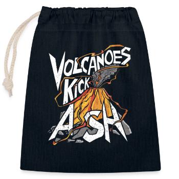 Volcan – Cendres, lave et feu - Sac cadeau en coton avec cordon (25 x 30 cm) - bleu marine - Devant