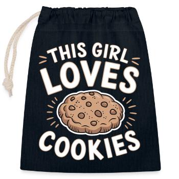 Cookies Disant Biscuits au Chocolat Cadeau de Cookie Drôle - Sac cadeau en coton avec cordon (25 x 30 cm) - bleu marine - Devant