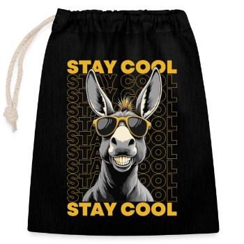 Stay Cool Donkey with Sunglasses - Closable cotton gift bag (25x30cm) - black - Front