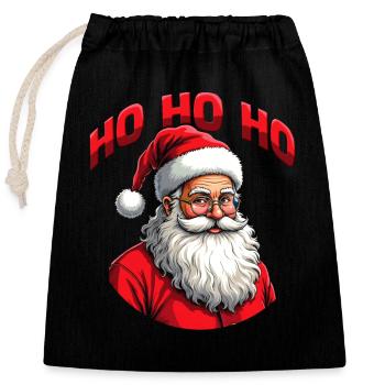 Classic Santa Claus Portrait with Ho Ho Ho - Closable cotton gift bag (25x30cm) - black - Front