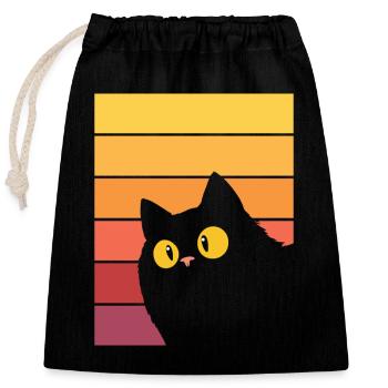 Peekaboo Cat at Sunset | Retro Design | Minimalist - Closable cotton gift bag (25x30cm) - black - Front
