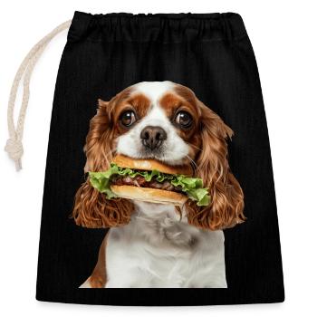 Cavalier King Spaniel - Verschließbarer Geschenkbeutel aus Baumwolle (25x30cm) - Schwarz - Vorne