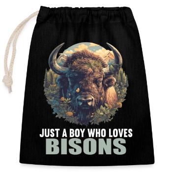 Bisons Bison - Verschließbarer Geschenkbeutel aus Baumwolle (25x30cm) - Schwarz - Vorne