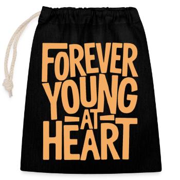 Forever young at heart, birthday getting older - Closable cotton gift bag (25x30cm) - black - Front