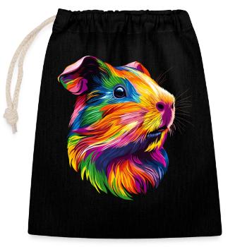 Meerschweinchen Nagetiere Capybara Süßes Nager - Verschließbarer Geschenkbeutel aus Baumwolle (25x30cm) - Schwarz - Vorne