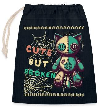 Psychopathe mental Design mignon mais cassé - Sac cadeau en coton avec cordon (25 x 30 cm) - bleu marine - Devant