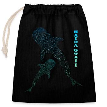 Baleine Haïda-Gwaii-Wal Haida Gwaii - Sac cadeau en coton avec cordon (25 x 30 cm) - noir - Devant