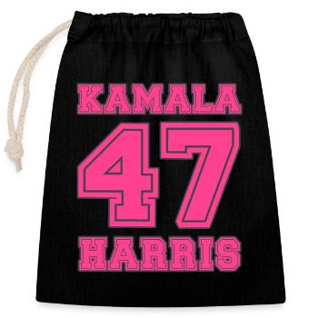 Kamala Harris, 47th President of the USA - Closable cotton gift bag (25x30cm) - black - Front