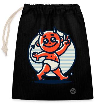 Vintage Retro Cartoon Style: Cute Little Devil - Closable cotton gift bag (25x30cm) - black - Front