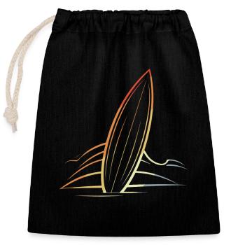 Surfboard - Closable cotton gift bag (25x30cm) - black - Front