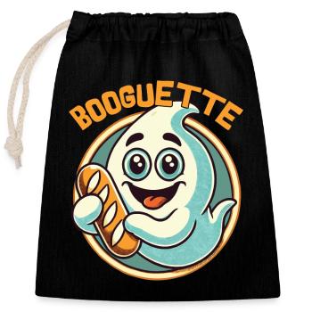 Gespenst Baguette Boogette Freude - Verschließbarer Geschenkbeutel aus Baumwolle (25x30cm) - Schwarz - Vorne