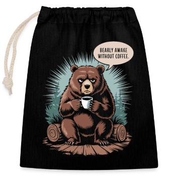 Café Bear pour les du matin - Sac cadeau en coton avec cordon (25 x 30 cm) - noir - Devant