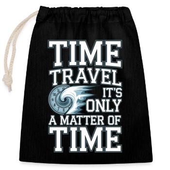 Time travel sci-fi enthusiast and time machine - Closable cotton gift bag (25x30cm) - black - Front