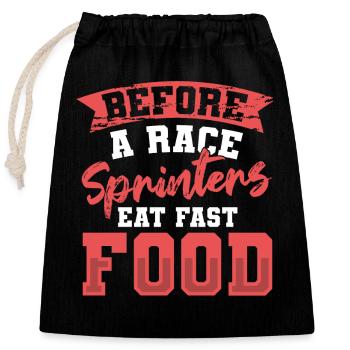 Jogging Sprinters Eat Fast Food Running - Closable cotton gift bag (25x30cm) - black - Front