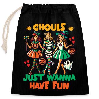 Les goules veulent juste s’amuser Halloween Fun - Sac cadeau en coton avec cordon (25 x 30 cm) - noir - Devant