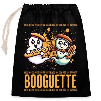 Baguette Gespenst Booguette Spaß - Verschließbarer Geschenkbeutel aus Baumwolle (25x30cm) - Schwarz - Vorne