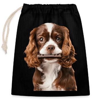 Cavalier King Spaniel - Verschließbarer Geschenkbeutel aus Baumwolle (25x30cm) - Schwarz - Vorne