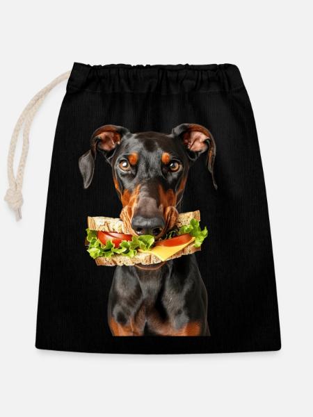 Dobermann - Verschließbarer Geschenkbeutel aus Baumwolle (25x30cm) - Schwarz