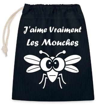 Insecte Citation humour mouche - Sac cadeau en coton avec cordon (25 x 30 cm) - bleu marine - Devant