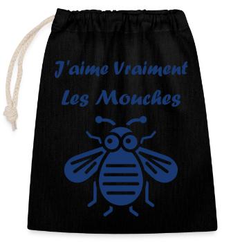 Insecte Citation humour mouche - Sac cadeau en coton avec cordon (25 x 30 cm) - noir - Devant
