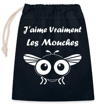 Insecte Citation humour mouche - Sac cadeau en coton avec cordon (25 x 30 cm) - bleu marine - Devant