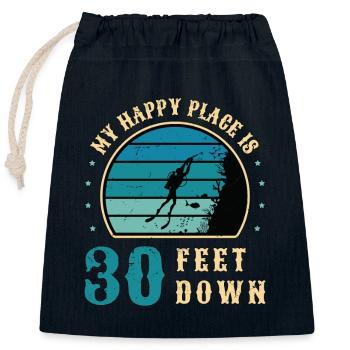 Chasse sous-marine Mon endroit heureux est le spearfish de 30 pieds - Sac cadeau en coton avec cordon (25 x 30 cm) - bleu marine - Devant