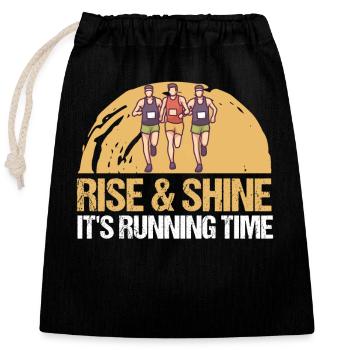 Marathon Courir Temps de course - Sac cadeau en coton avec cordon (25 x 30 cm) - noir - Devant
