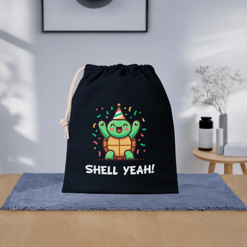 Shell Yeah! Celebration Turtle Closable cotton gift bag (25x30cm)