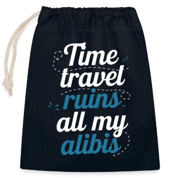 Time travel sci-fi enthusiast and time machine - Closable cotton gift bag (25x30cm) - navy - Front