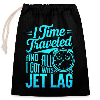Time travel sci-fi enthusiast and time machine - Closable cotton gift bag (25x30cm) - black - Front