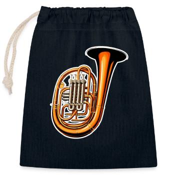 Tuba Graphic - Closable cotton gift bag (25x30cm) - navy - Front