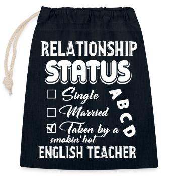 English Teacher Relationship Status - Closable cotton gift bag (25x30cm) - navy - Front