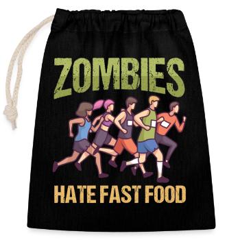Marathon Zombies Hate Fast Food Running - Closable cotton gift bag (25x30cm) - black - Front