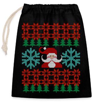 Ugly christmas knit Design - Verschließbarer Geschenkbeutel aus Baumwolle (25x30cm) - Schwarz - Vorne