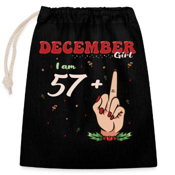 December Girl 57 + Middle Finger | Bold 58th - Closable cotton gift bag (25x30cm) - black - Front