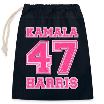 Kamala Harris, 47th President of the USA - Closable cotton gift bag (25x30cm) - navy - Front