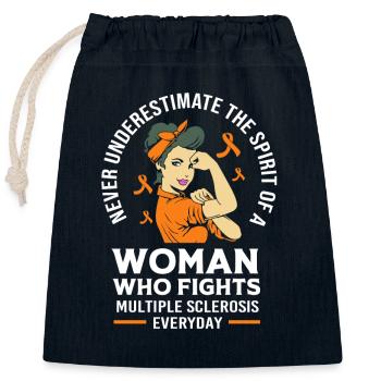 Multiple Sclerosis MS - Closable cotton gift bag (25x30cm) - navy - Front