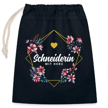 Schneiderin mit Herz - Verschließbarer Geschenkbeutel aus Baumwolle (25x30cm) - Navy - Vorne