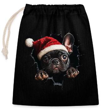 Hundebesitzer Hunde Weihnachten Weihnachts Hund - Verschließbarer Geschenkbeutel aus Baumwolle (25x30cm) - Schwarz - Vorne