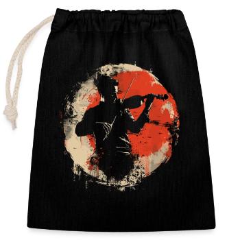 Violin Player Graphics - Closable cotton gift bag (25x30cm) - black - Front