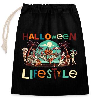 Entspanntes Halloween Lebensstil - Verschließbarer Geschenkbeutel aus Baumwolle (25x30cm) - Schwarz - Vorne