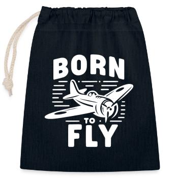 Born to Fly - Closable cotton gift bag (25x30cm) - navy - Front