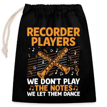 Flûtistes à bec On ne joue pas Les notes qu’on laisse faire - Sac cadeau en coton avec cordon (25 x 30 cm) - noir - Devant